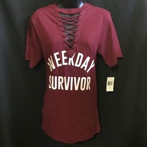 *NWT* Weekday Survivor lace up shirt